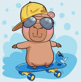 Malowanie po numerach - Kapibara na deskorolce