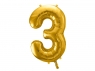 Balon foliowy Partydeco cyfra 3 złota, 86 cm (FB1M-3-019)