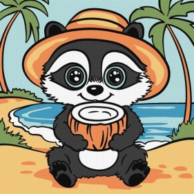 Malowanie po numerach - Szop i orzech 25x25cm