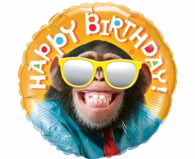 Balon foliowy Smiling chimp Happy Birthday 46cm