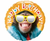 Balon foliowy Smiling chimp Happy Birthday 46cm