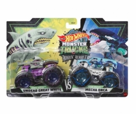 Zestaw pojazdów Monster Trucks 2-pak Shark Wreak Undead Great White kontra Town Hauler Mecha Orka (HCL67/HCL72)