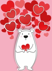 Karnet B6 Walentynki - Biały miś
