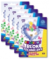 5x Blok techniczny Astrapap A3/10k - kolorowy