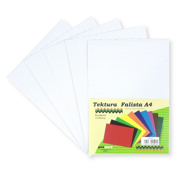 Tektura A4 falista biała 5szt