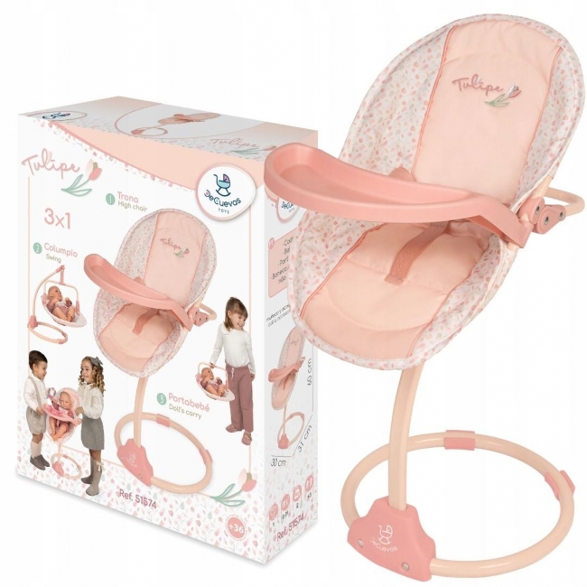 Krzesełko dla lalek, huśtawka i nosidło 3w1