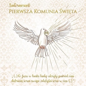 Karnet A5 Komunia Złoty gołąb