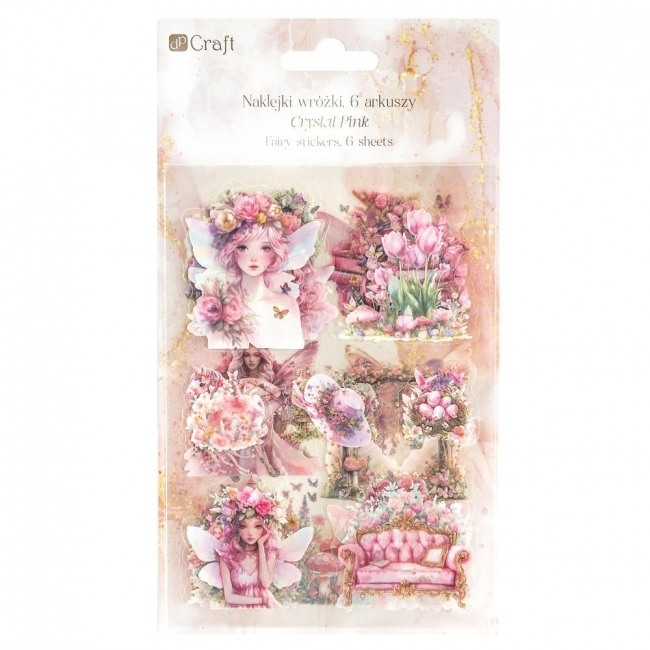 Naklejki połyskujące PET - Wróżki pink 6ark