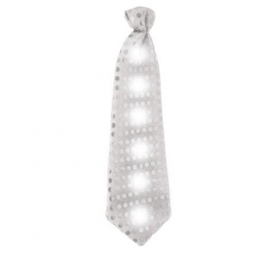 Akcesoria do kostiumów Godan krawat świecący, cekiny srebrny (krcs-yh)