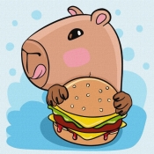 Malowanie po numerach - Kapibara i burger Kids