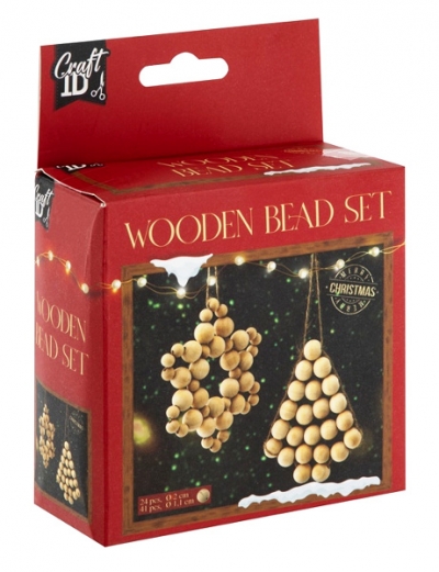 Świąteczny zestaw drewniach koralików