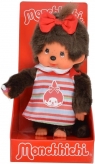 Monchhichi Dziewczynka w kolorowej sukience i kok.