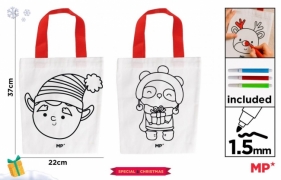 Torba świąteczna do malowania + flamastry - elf