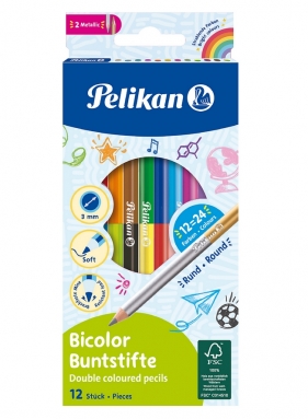 Kredki dwustronne Pelikan, 12 sztuk