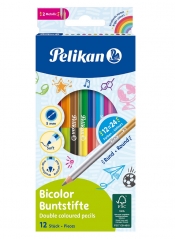 Kredki dwustronne Pelikan, 12 sztuk