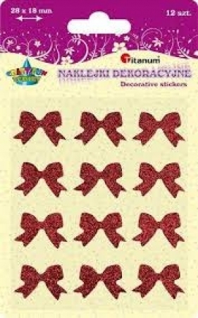 Naklejki kokardy brokatowe czerwone 12szt.TZ-643