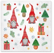 Serwetki 33x33cm Skrzaty bożonarodzeniowe i prezenty