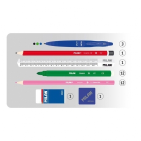 Multipiórnik owalny z 4 piórnikami Milan Sugar Colibri Pastel szaro-różowy (08872SCL)