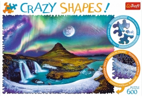 Trefl, Puzzle 600: Crazy Shapes! - Zorza nad Islandią (11114)