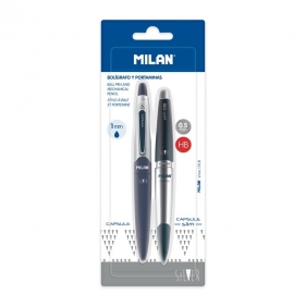 Zestaw MILAN: Długopis + ołówek automatyczny CAPSULE SILVER slim na blistrze (BWM10414)