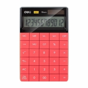 Kalkulator 12-pozycyjny czerwony DELI