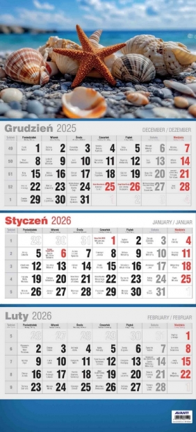 Kalendarz 2026 trójdzielny 3D, 1 szt