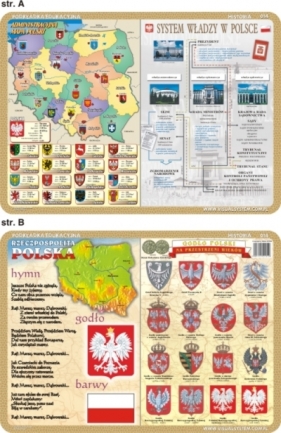 Podkładka edukacyjna Polskie godło, barwy, hymn, admin. mapa