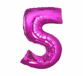 Balon foliowy cyfra "5" różowa, 85cm