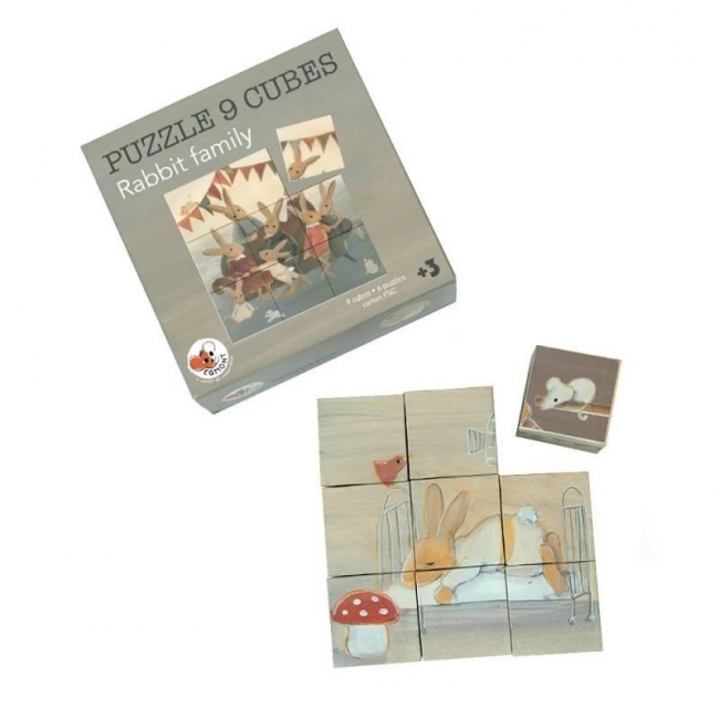 <img src='https://webimage.pl/pics/150/4/d5420023044150.jpg' style='height:440px' /> Puzzle - układanka sześciany - Rodzina Króliczków