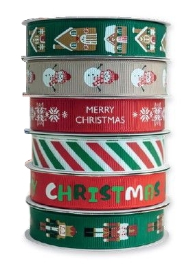 Wstążka rypsowa 3 m - Christmas, 1 szt.