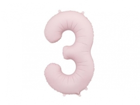 Balon foliowy cyfra 3 86cm jasny różowy