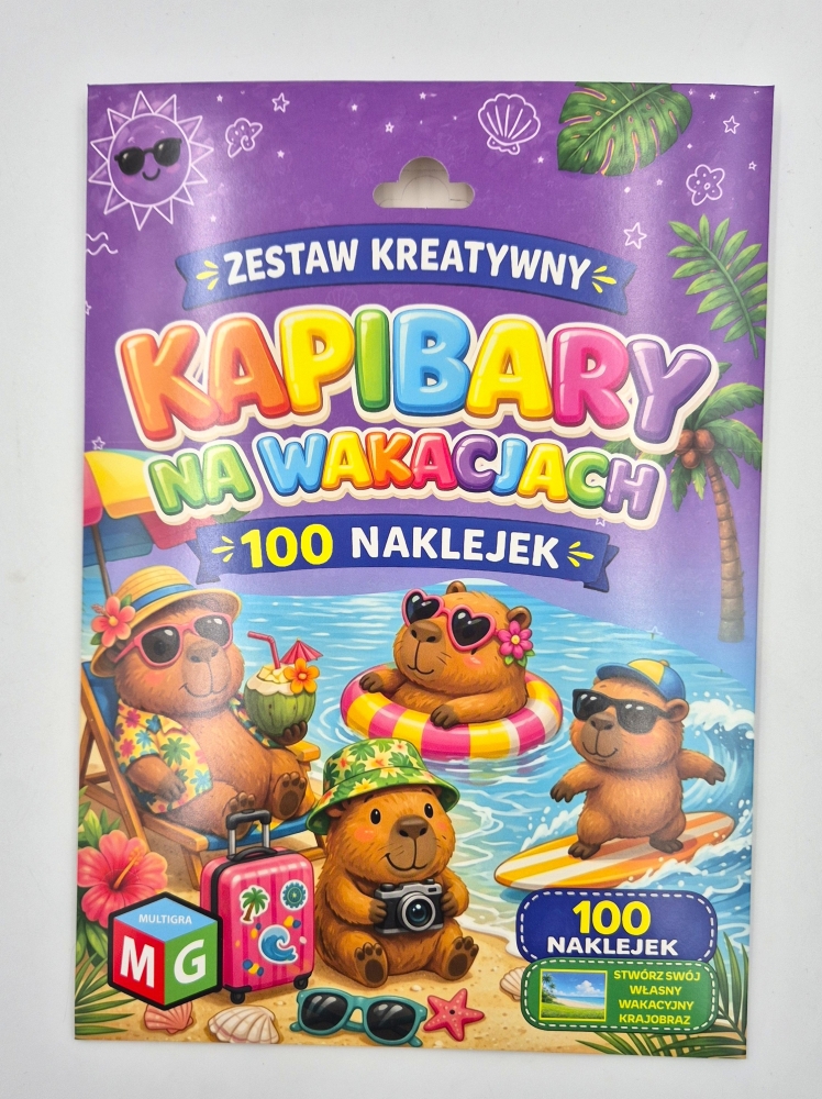 Zestaw kreatywny z naklejkami - Kapibary na wakacjach