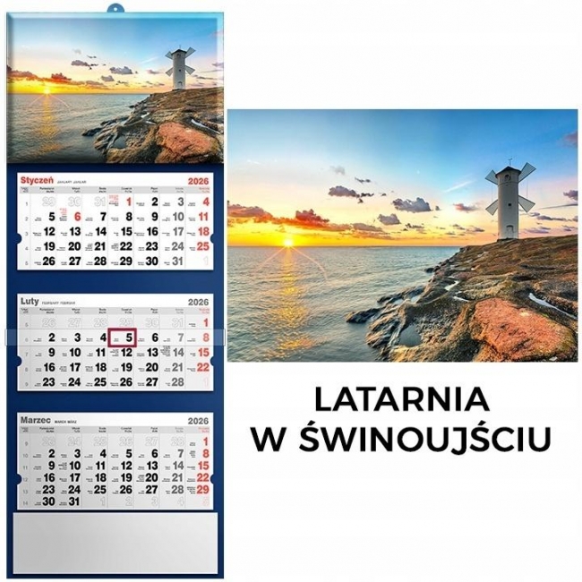<img src='https://webimage.pl/pics/151/1/d5901421111151.jpg' style='height:440px' /> Kalendarz 2026 trjdzielny latarnia