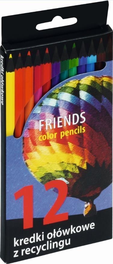 Kredki ołówkowe sześciokątne z recyklingu 12 kolorów