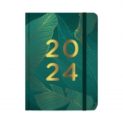 Kalendarz B6 codzienny 2024 - Zielony w liście