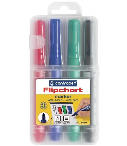 Markery Centropen Flipchart 8550, 4 kolory (0000283)