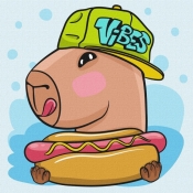 Malowanie po numerach - Kapibara i hot dog Kids