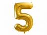 Balon foliowy Partydeco cyfra 5 złota, 86cm 34cal (FB1M-5-019)