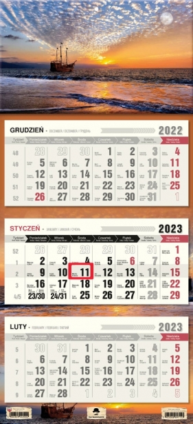 Kalendarz ścienny Trójdzielny Zachód słońca