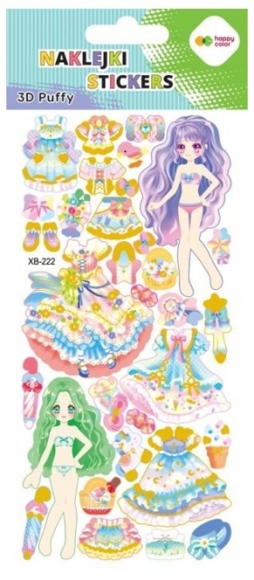 Naklejki 3D Puffy - Purple Dolls, 9.5 cm x 22 cm, Happy Color