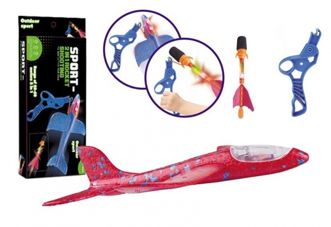 Samolot z wyrzutnią i pociskiem czerwony