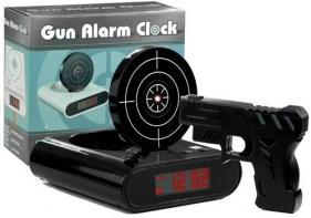 Pistolet laserowy z tarczą budzik zegarek czarny