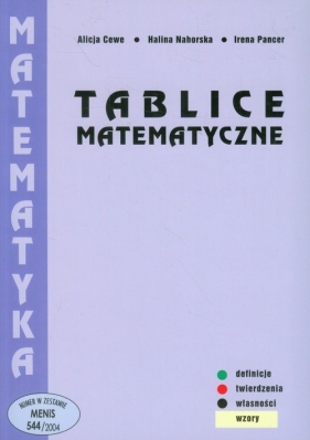 Tablice matematyczne - Nahorska Halina, Pancer Irena, Cewe Alicja