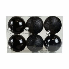 Bombki czarno-brokatowe 6szt