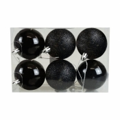 Bombki czarno-brokatowe 6szt