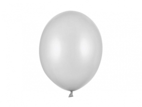 Balony Strong Metallic Silver Snow 30cm 50szt