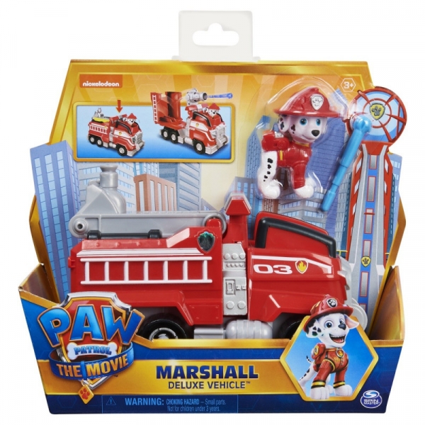 <img src='https://webimage.pl/pics/157/0/d5903076508157.jpg' style='height:440px' /> Zestaw z figurką Psi Patrol Film Pojazdy Bohaterów Deluxe Marshall (6060298/20130064)
