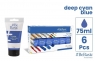 Farba akrylowa - niebieski cyjan 75ml (6szt)