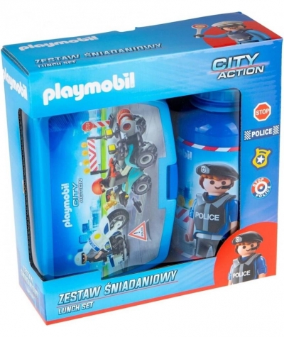 Zestaw bidon + śniadaniówka PL-08 Playmobil policj