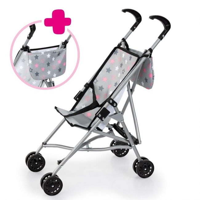 Wózek dla lalek z torbą szary